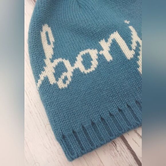 Indigo Winter Knit Ski Hat Toque Turquoise Blue O/S Bonjour French - Picture 4 of 10